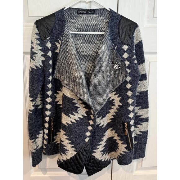 Garage Waterfall Tribal Open Front Cardigan Sweater – Size L - Picture 2 of 8
